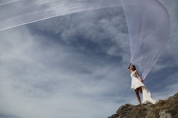 Free picture: bride, young woman, veil, mountainside, posing, portrait ...