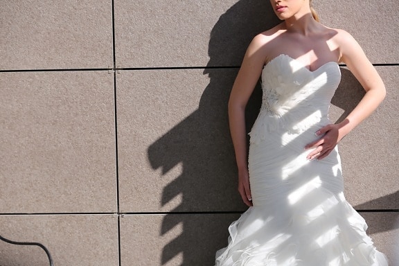 свадебное платье, позирует, тень, солнечный, женщина, платье, невеста, Свадьба, девушка, портрет