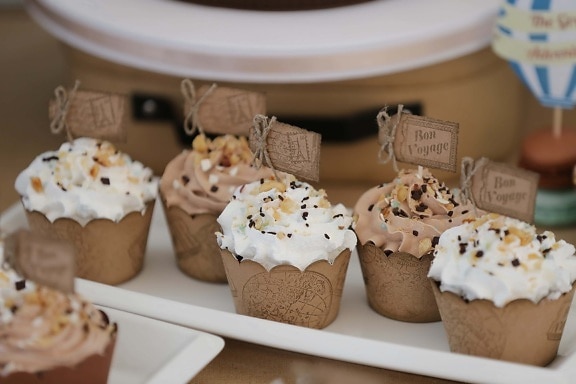cupcake, light brown, vintage, snack, cake, chocolate, pastry, confectionery, dessert, sweet