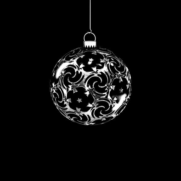 metallische, schwarz und weiß, Dekoration, Weihnachten, Ornament, Fantasie, hängende, Kugel, Schmuck, Runde