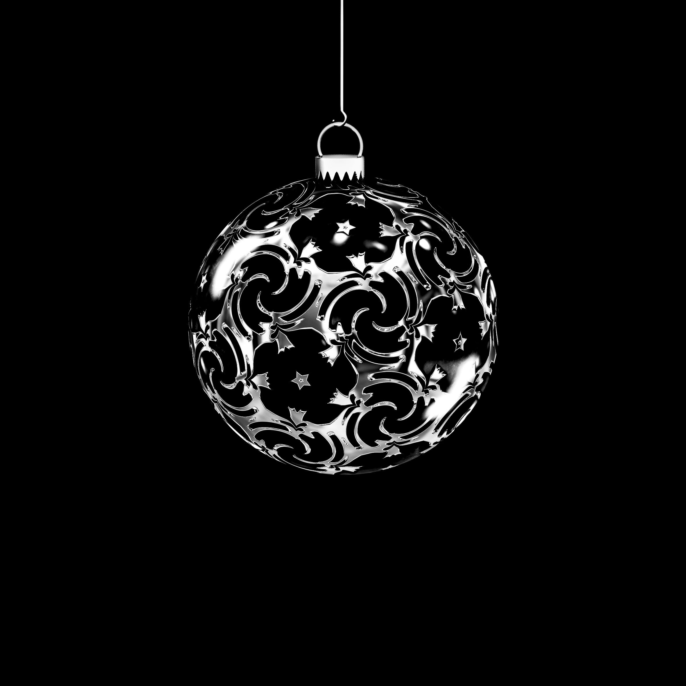 Gratis Afbeelding Metalen Zwart Wit Decoratie Kerst Sieraad Fantasie Opknoping Bol Sieraden Ronde