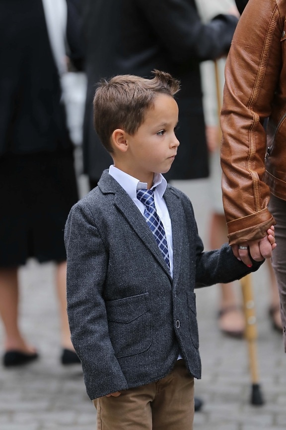 tie, suit, kid, outfit, portrait, adorable, hairstyle, boy, child, fashion