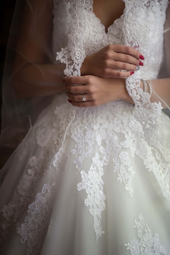 wedding dress, salon, model, manicure, hands, veil, fashion, dress, bride, wedding