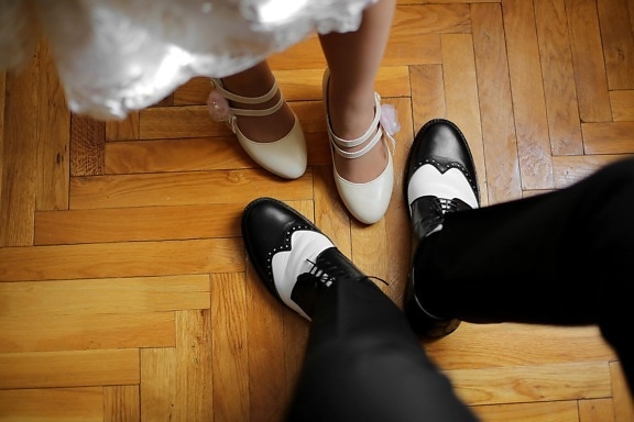 man, woman, sandal, legs, black and white, shoe, parquet, footwear, foot, wood