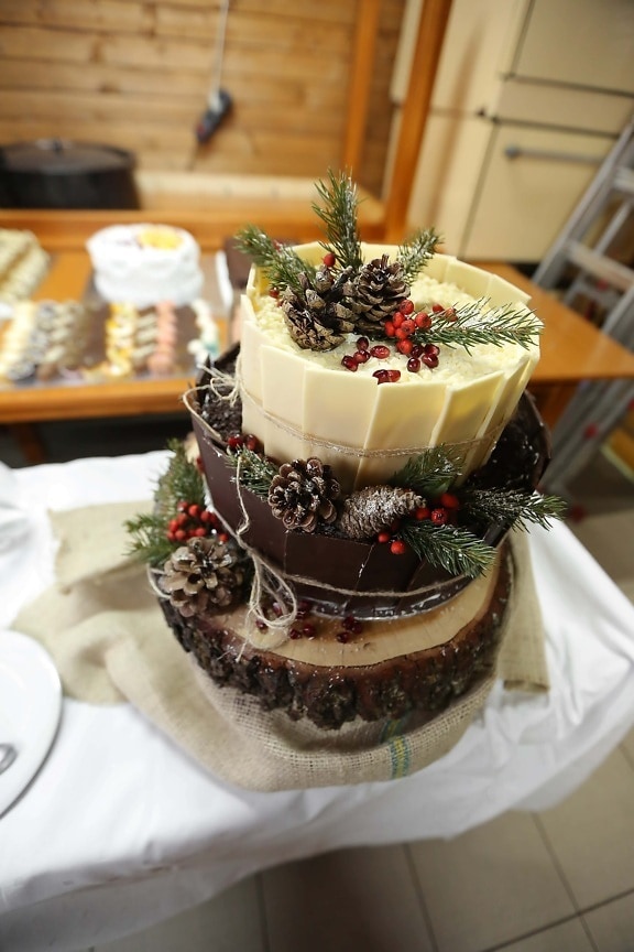 jul, kage, bagværk, ferie, dessert, sød, mad, chokolade, lækker, sukker