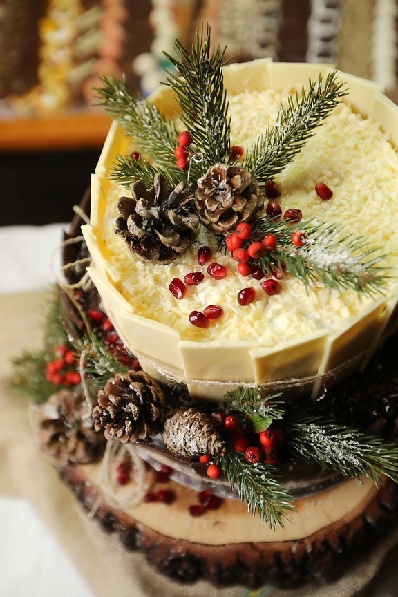 Boże Narodzenie, ciasto, deser, jedzenie, udekorować, pyszne, świeży, słodkie, diety, truskawka