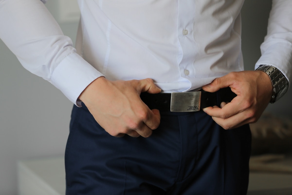 montre à bracelet, Jeans/Pantalons, moderne, ceinture, costume, homme d'affaire, homme, entreprise, à l'intérieur, Touch