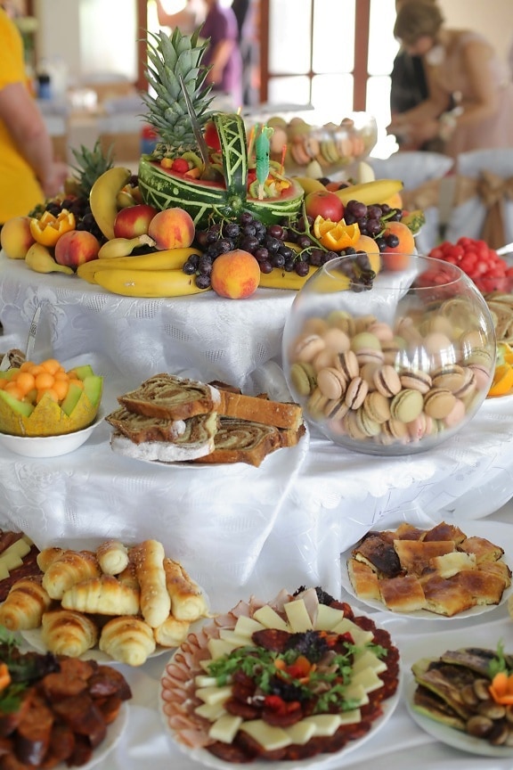 galletas, fruta, hecho en casa, productos de panadería, buffet, desiertos, alimentos, desayuno, cena, comida