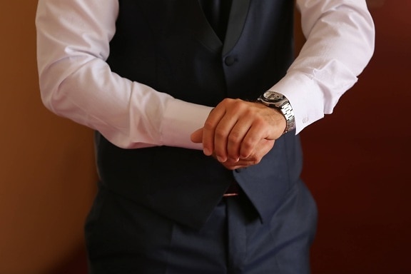 wristwatch, businessman, suit, tie, hand, man, person, business, people, touch