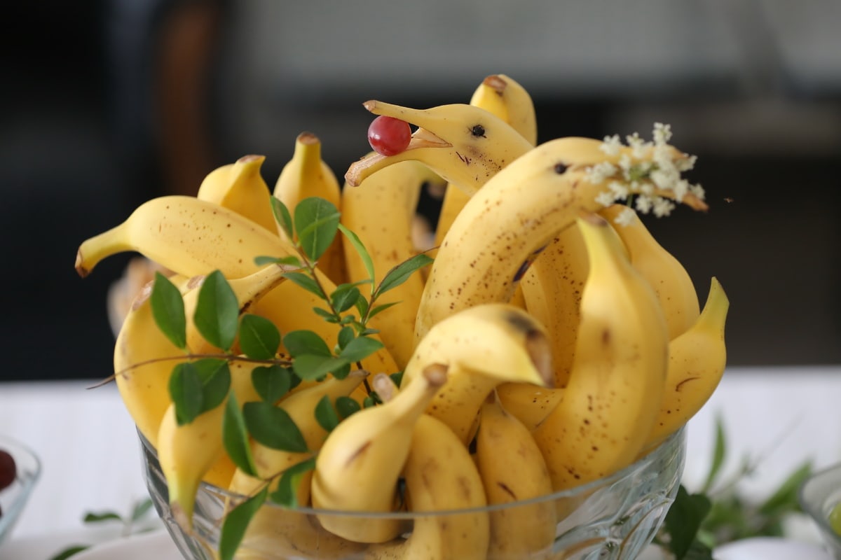 dekoráció, tál, banán, delfin, kézzel készített, gyümölcs, vicces, élelmiszer, termék, egészségügyi