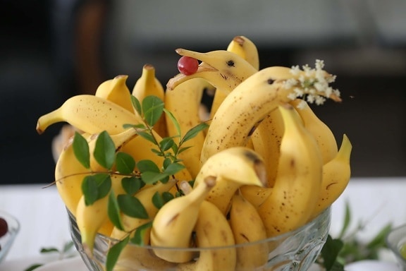 decoración, tazón de fuente, plátano, Delfín, hecho a mano, fruta, gracioso, alimentos, producir, salud