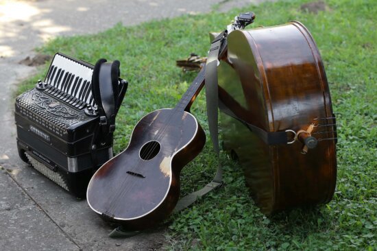 acoustic guitar, accordion, cello instrument, music, wood, sound, classic, old, vintage