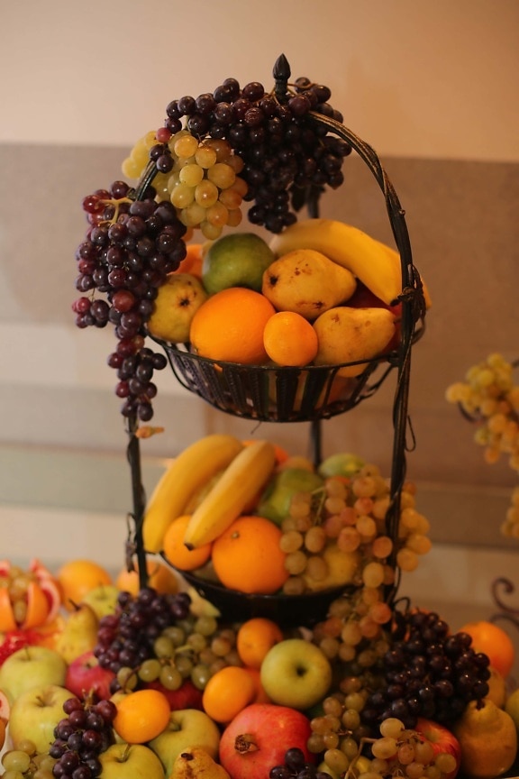 Натюрморт, мандарин, фрукти, цитрусові, здоровий, яблуко, їжа, виноград, банан, здоров'я