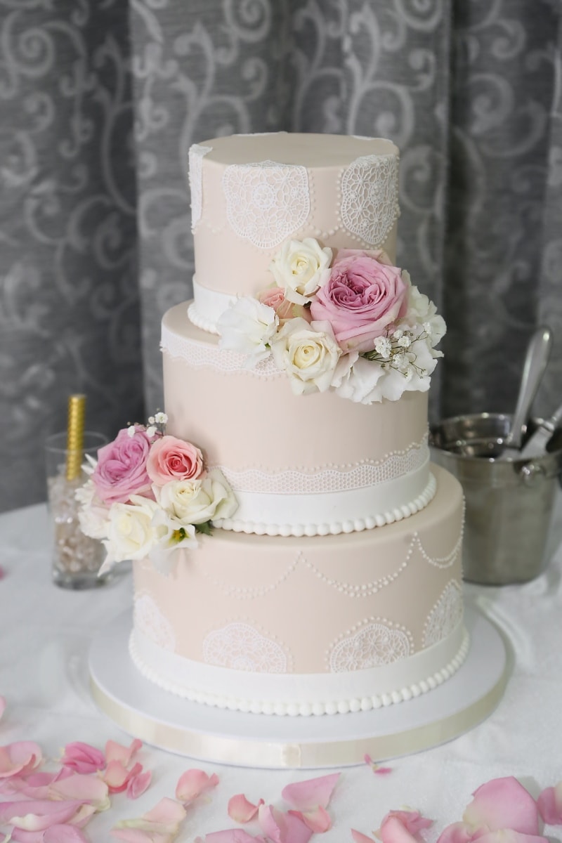 Đẹp, sang trọng, bánh cưới, lãng mạn, đám cưới, thực phẩm, bánh, bánh ngọt rán, món nướng, lễ kỷ niệm