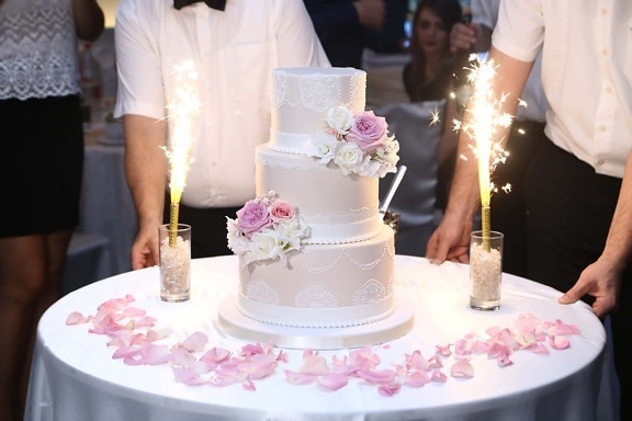 wedding cake, ceremony, spark, celebration, bartender, party, wedding, candle, bouquet, love