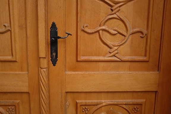 front door, heavy, wooden, oak, carpentry, wood, door, old, interior design, doorway