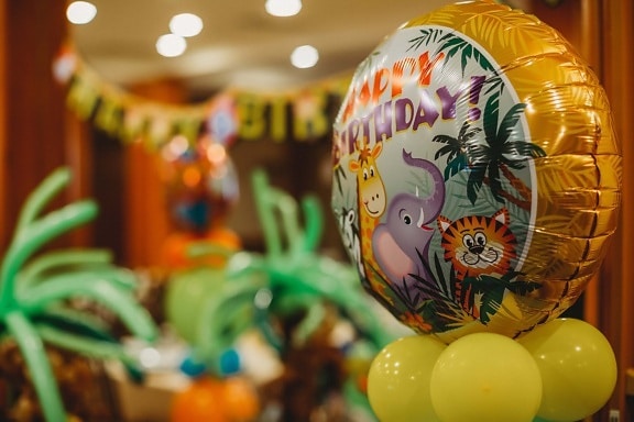 щастлив, рожден ден, партия, балон, топка, забавно, декорация, празник, интериорен дизайн, светъл