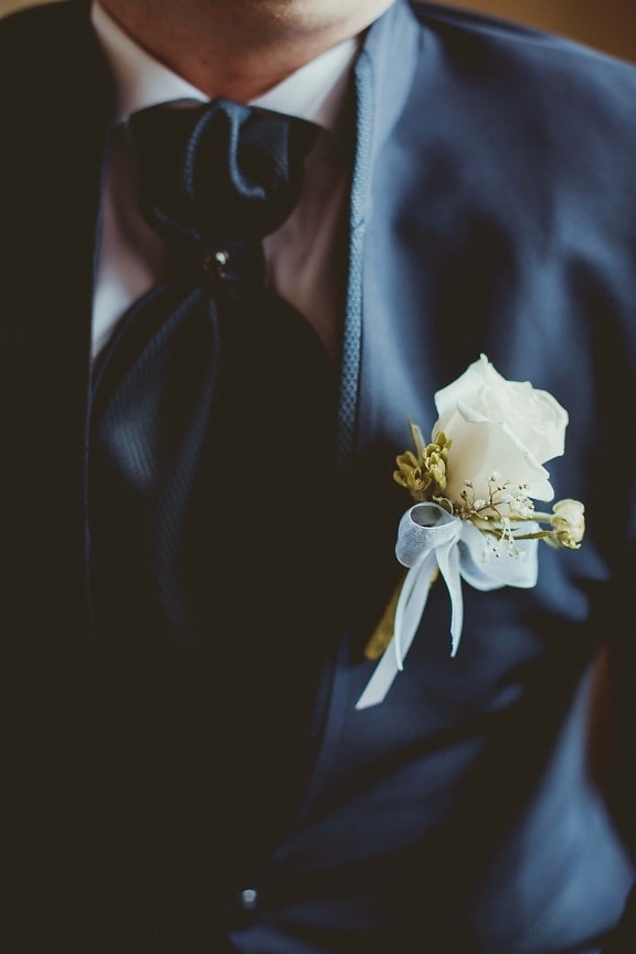 bruidegom, decoratie, pak, witte bloem, stropdas, man, bloemen, bruiloft, bloem, ceremonie