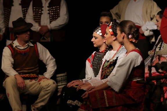 의상, 민속, 세르비아, 사람들, 전통적인, 음악, 남자, 극장, 여자, 춤