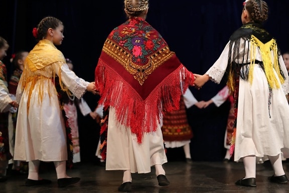 handgemaakte, sjaal, traditionele, kinderen, kleding, danser, dansen, kostuum, Folk, Theater