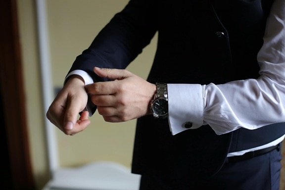 costume de smoking, montre à bracelet, main, veste, costume, homme d'affaire, Gestionnaire, homme, entreprise, gens