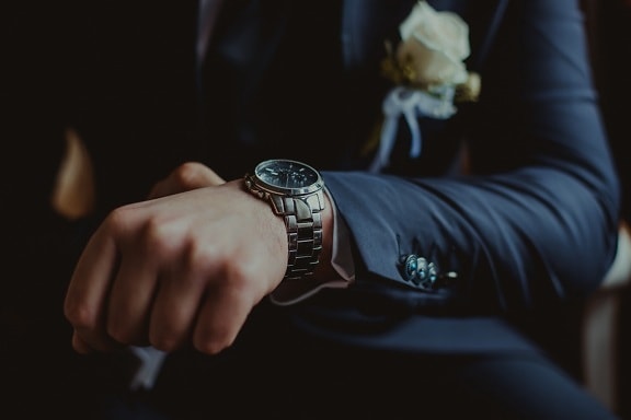 платина, металлик, наручные часы, сияющий, бизнесмен, Менеджер, костюм, рука, люди, человек