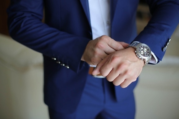 gentilhomme, montre à bracelet, luxe, homme, main, homme d'affaire, entreprise, gens, la coopération, à l'intérieur