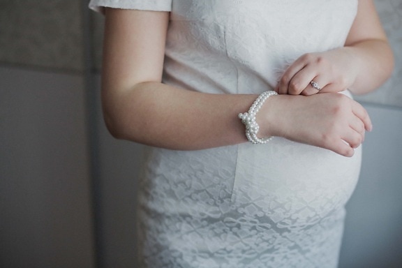 pearl, bride, bracelet, pregnancy, stomach, jewelry, woman, body, girl, towel
