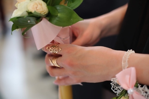 rings, golden shine, gold, candle, hands, wedding, woman, bride, groom, engagement