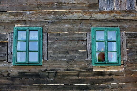 kayu, fasad, gudang, lama, jendela, meninggalkan, dinding, rumah, kayu, jendela