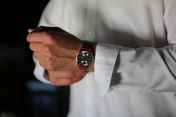 time, precision, wristwatch, man, indoors, fashion, hand, business, dawn, businessman
