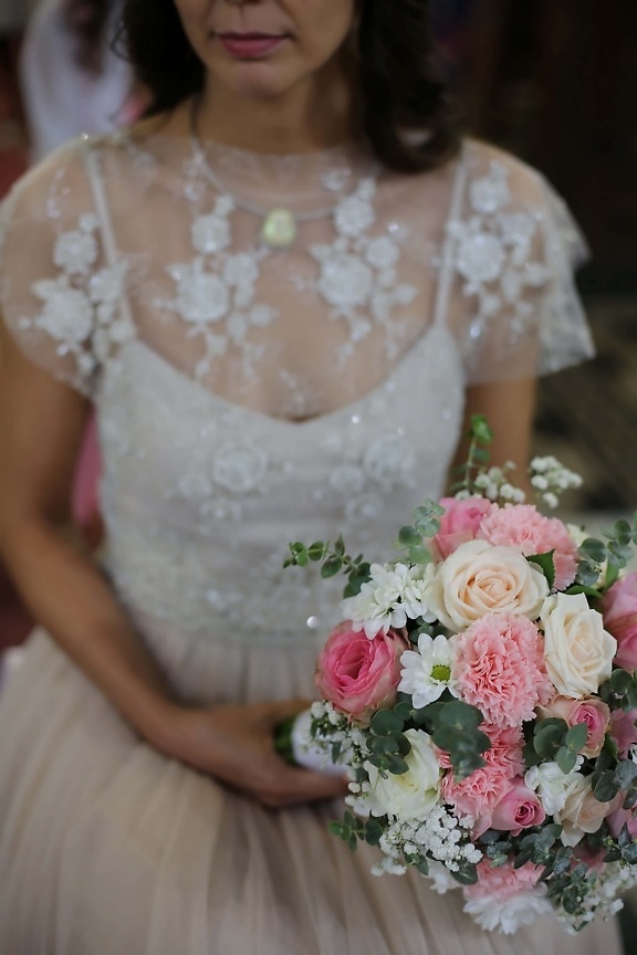 bouquet de mariage, la mariée, assis, des roses, arrangement, bouquet, mariage, mariage, amour, décoration