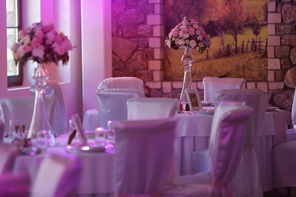 Innendekoration, Hochzeitsort, Restaurant, Lust auf, Tischdecke, Seide, Tabelle, Interieur-design, Hochzeit, elegant