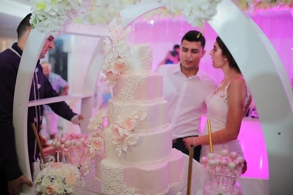 expensive, fancy, wedding cake, elegant, groom, bride, ceremony, romantic, marriage, wedding