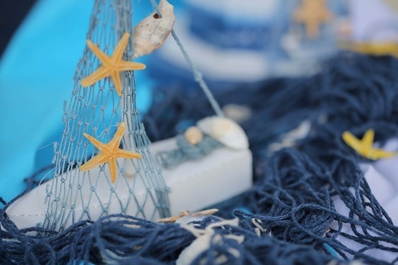 concha do mar, rede, ainda vida, corda, verão, nó, tradicional, fuzileiro naval, equipamentos