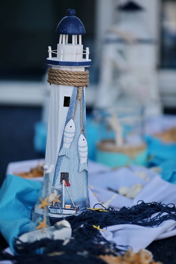 miniature, light house, handmade, decoration, knot, rope, traditional, indoors, detail, details