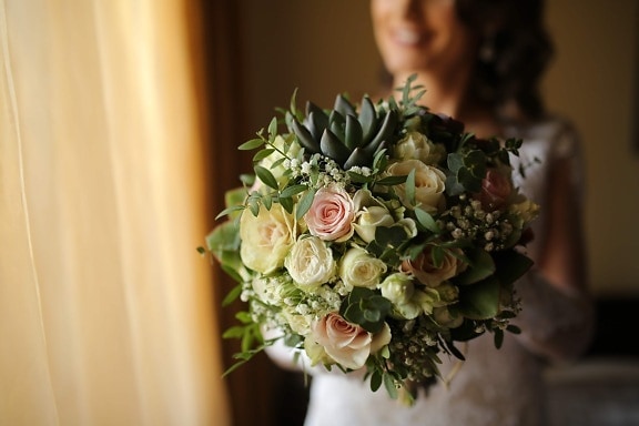 close-up, wedding bouquet, bride, bedroom, romance, wedding, bouquet, flower, engagement, rose
