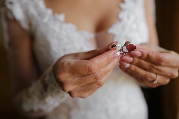 golden glow, wedding ring, manicure, bride, hands, woman, hand, finger, love, engagement