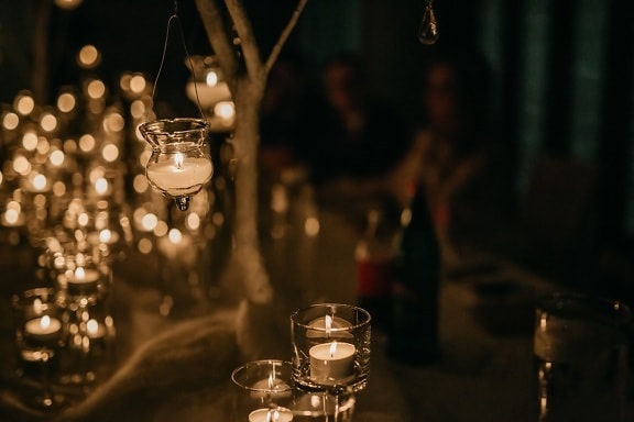 romantique, bougie, chandelier, bougies, parti, aux chandelles, crystal, blanc, verre, célébration
