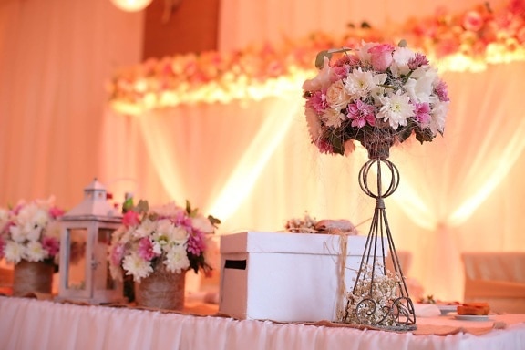 romantique, réception, décoration, mariage, salle de mariage, fleurs, luxe, bouquet, Design d’intérieur, élégant