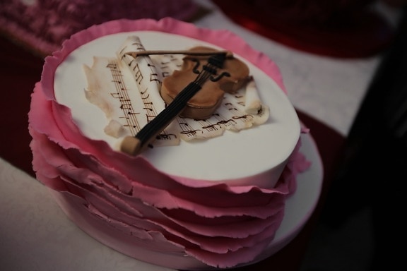 礼物, 浪漫, 旋律, 手工, 小提琴, 蛋糕, 奶油, 婚礼, 甜点, 巧克力