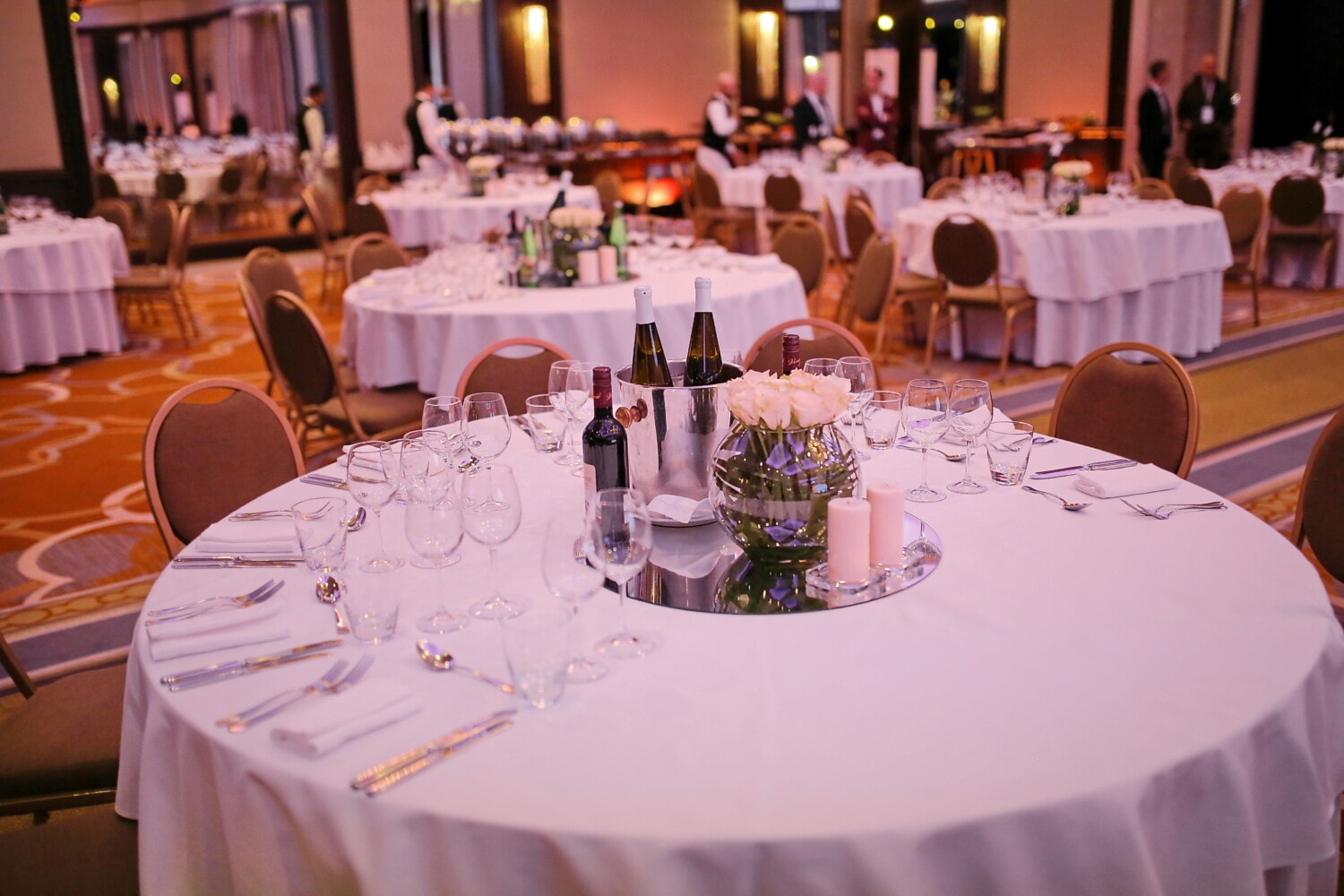 middagsbordet, luksus, spiseplads, hvidvin, restaurant, fancy, bord, bryllup, Bordservice, hotel
