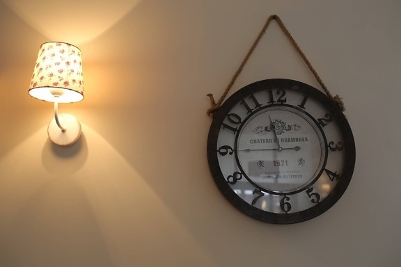 vintage, suspendu, horloge analogique, mur, lampe, Retro, instrument, horloge, temps, antique
