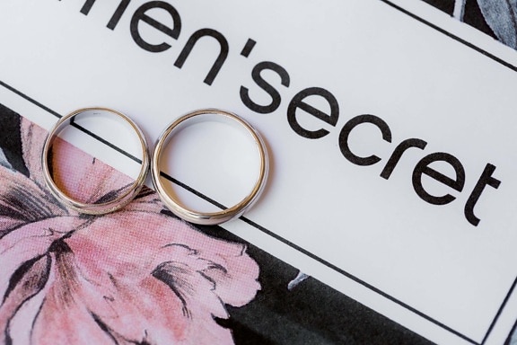 segredo, texto, anéis, anel de casamento, ouro, par, papel, sinal, amor, símbolo