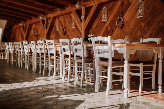 restaurant, cabin, vintage, tables, chairs, chair, wood, furniture, empty, seat