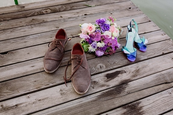 laituri, puinen, sandaalit, kengät, kesäkaudella, kenkä, kesällä, puu, jalkineet, kukka