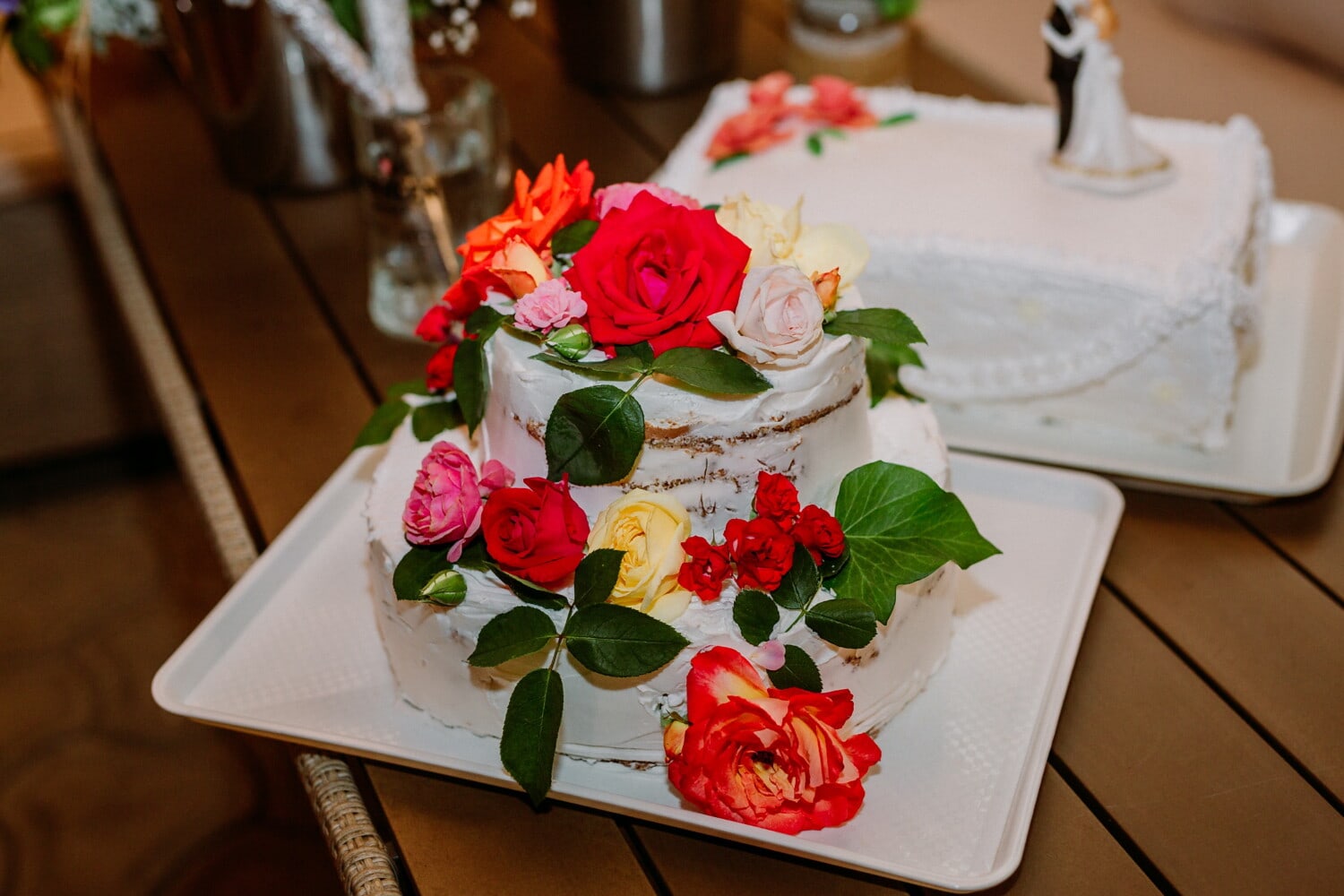 バラ, ウエディング ケーキ, 花, 愛, 花束, 結婚式, 配置, ローズ, 装飾, 食品