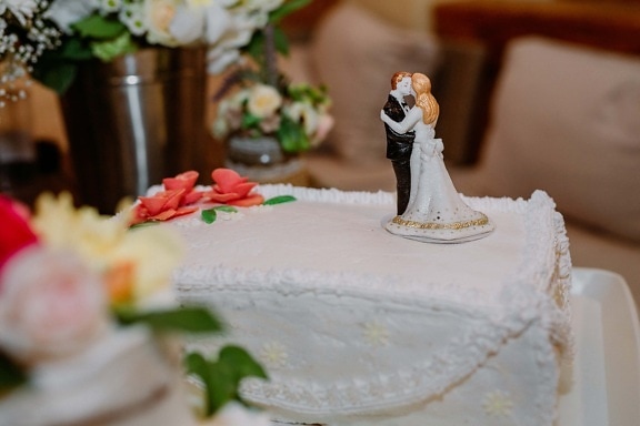 pastel de boda, decoración, figurilla, novia, novio, boda, pastel, azúcar, de la hornada, chocolate