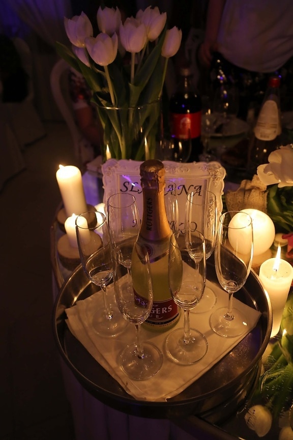 bílé víno, láhev, svátek, nový rok, šampaňské, obřad, ozdobný, alkohol, sklo, oslava