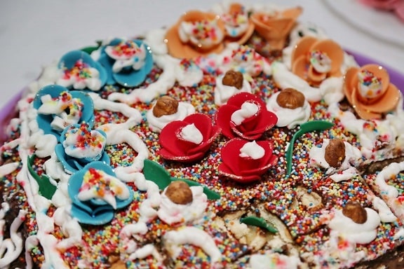 noisette, gâteau, coloré, chocolat, célébration, sucre, snack, bonbons, repas, doux